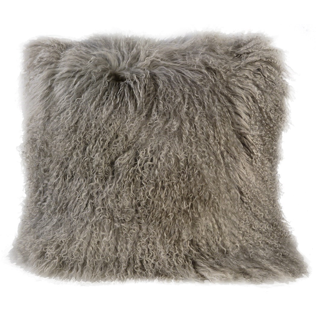 Grey mongolian fur cushion sale
